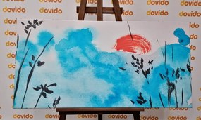 Stampa su tela – Cielo blu giapponese e sole rosso