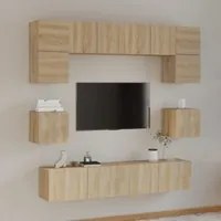 Set Mobili Porta TV 8pz Rovere Sonoma in Legno Multistrato cod mxl 20101