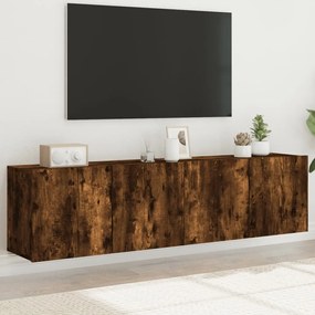 Mobili Tv A Parete 2pz Rovere Fumo 80x30x41 Cm /