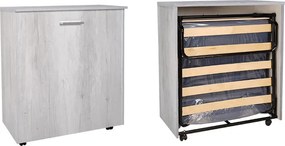 Letto a scomparsa estraibile salvaspazio con materasso 80x180 Quercia Bianco