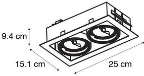 Faretto da incasso Smart nero 2 luci regolabile incl. 2 Wifi GU10 70mm - Oneon 70
