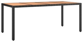 Set da pranzo da giardino 9 pz con cuscini nero in polyrattan