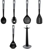 Set 5 utensili cucina in nylon con supporto