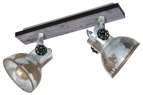 Spot Rustico Country Barnstaple Legno Marronemarrone Patinato 2 Luci E27 40W