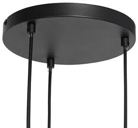 Lampada a sospensione orientale nera con rattan 3 luci rotonda - Akira