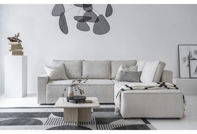 Divano letto angolare in velluto a coste bianco Brave Dave - Miuform