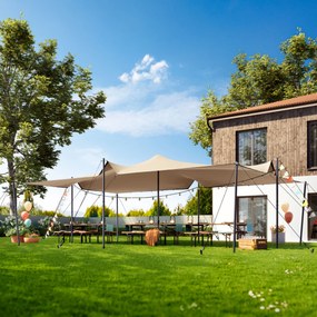 TOOLPORT Tenda stretch 5 x 7,5 m, set di pali in acciaio incluso, color sabbia - (1702)