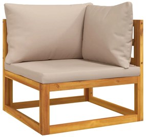 Set salotto da giardino 4pz con cuscini tortora legno massello