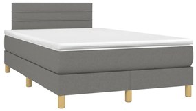 Letto a Molle Materasso e LED Grigio Scuro 120x190cm in Tessuto