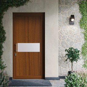 Porta d'ingresso DOLCETTI in PVC pannello bugnato mod.330 L 80 x H 210 cm in PVC rovere dorato, apertura spingere a sinistra, falso telaio non incluso