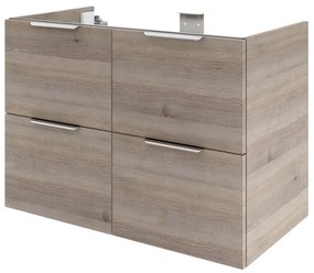 Mobile da bagno sotto lavabo Neo grigio / argento lucido L 90 x H 64 x P 48 cm 4 cassetti, lavabo non incluso