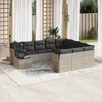 Set Divani da Giardino 11 pz con Cuscini in Polyrattan Grigio 3250101