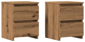 Comodini 2pz Rovere Artigianale 30x30x40cm İn Legno Multistrato /