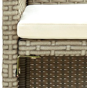 Divano da giardino a 2 posti con cuscini beige in polyrattan