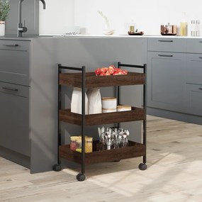 Carrello da cucina rovere marrone 50x30x70 cm legno multistrato