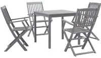 Set da Pranzo per Giardino 5 pz Legno Massello di Acacia Grigio cod mxl 44483