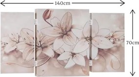 Quadro stampa su tela a TRIS 70x140 cm telaio in legno con disegno floreale