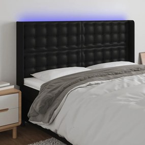 Testiera A Led Nera 203x16x118/128 Cm İn Similpelle /