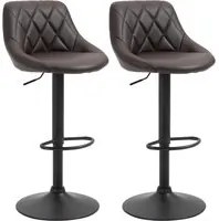 Set 2 Sgabelli da Bar 51,5x48x83-104 cm in Similpelle Marrone e Nero