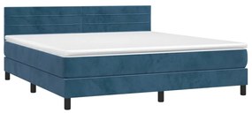 Letto a Molle con Materasso e LED Blu Scuro 180x200 cm