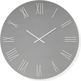 Orologio rotondo D80 cm in cristallo satinato Fumč e numeri Argento - WAYNE