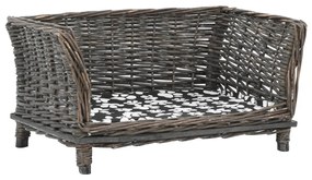 Cesta per cani con cuscino grigio 50x33x30 cm salice naturale