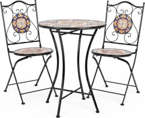 Set Bistrot Tavolo Mosaico 60 Cm Con 2 Sedie Pieghevoli Santorini Bizzotto