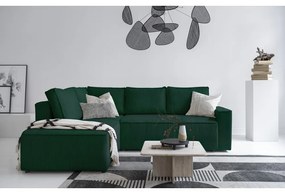 Divano letto angolare in velluto a coste verde scuro Brave Dave - Miuform