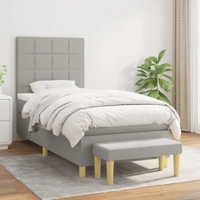 Giroletto A Molle Con Materasso Grigio Chiaro 80x200 Cm Tessuto /