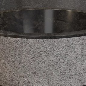 Lavabo bagno design rotondo in marmo nero 40cm |  Litos-TN40 - KAMALU