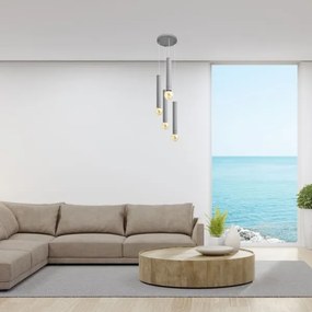 Lampadario a sospensione con filo TUBA 4xE27/15W/230V grigio