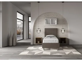 Letto con rete imbottito 80x200 similpelle cappuccino Sunny