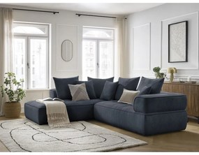 Divano angolare blu scuro (penisola a sinistra/a L) con rivestimento in ciniglia Whesley – Bobochic Paris
