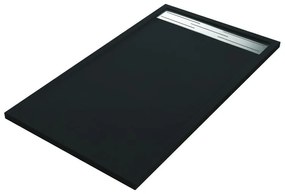 Piatto doccia SENSEA in resina Neo Metal Grid nero L 80 x L 140 x H 3.5 cm opaco effetto pietra