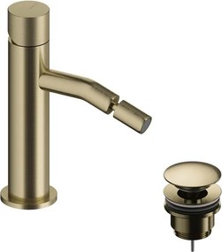 Rubinetto per bidet getto laminare cristallino LOOP K SANYCCES oro spazzolato con piletta