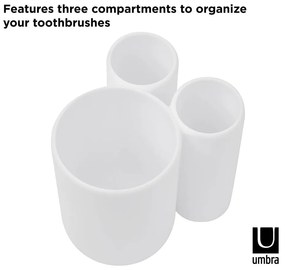 Bicchiere di plastica bianco per spazzolini da denti Touch - Umbra