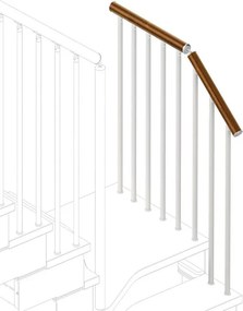 Balaustra in kit IRIS Gala in legno bianco, corrimano in legno noce, L 120 cm fissaggio a pavimento