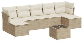 Set divano da giardino 8 pz con cuscini beige in polyrattan