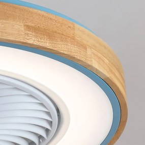 Brilagi - Lampada LED dimmerabile con ventilatore LED/38W/230V 50 cm blu/rovere + telecomando