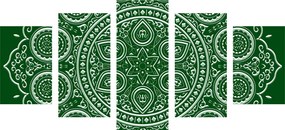 Quadri 5 pezzi – Mandala etnica delicata in verde