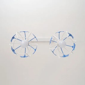 Lampadario a sospensione per bambini STARS 2xE27/15W/230V blu/bianco