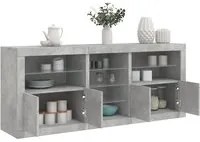 Credenza con Luci LED Grigio Cemento 181,5x37x67 cm 3209040