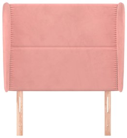 Testiera ad orecchio rosa 93x23x118/128 cm in velluto