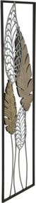 Pannello Decorativo In Ferro E Legno Foglie 30,5x1,9x91 Cm Oro E Argento Ver.B