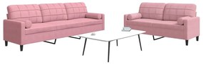 Set Di Divani 2 Pz Con Cuscini E Rinforzi Rosa İn Velluto /