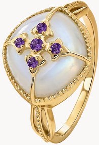 Anello placcato oro con pietre preziose Suzette