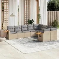 Set Divano da Giardino 9 pz con Cuscini Beige in Polyrattan 3227144