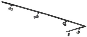 Sistema di illuminazione a binario moderno con 5 faretti nero 1 fase - Iconic Jeana