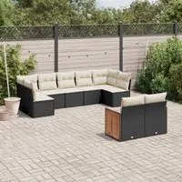 Set Divani da Giardino 9 pz con Cuscini Nero in Polyrattan 3227967