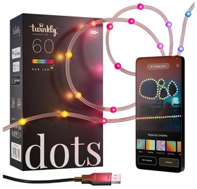 Twinkly TWD060STP-T - Catena DOTS a LED RGB dimmerabile 60xLED, 7 m, USB, Wi-Fi